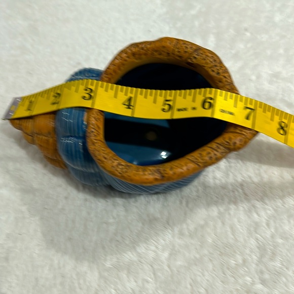 Vintage Sea Shell Planter w/drainage hole, blue/brown - Picture 4 of 6